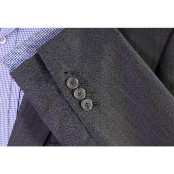 Custom Made Gray Herringbone 2-Btn Blazer Jacket 42R - Picture 6 of 10